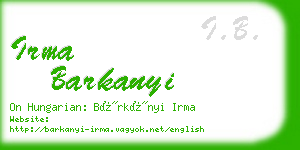 irma barkanyi business card
